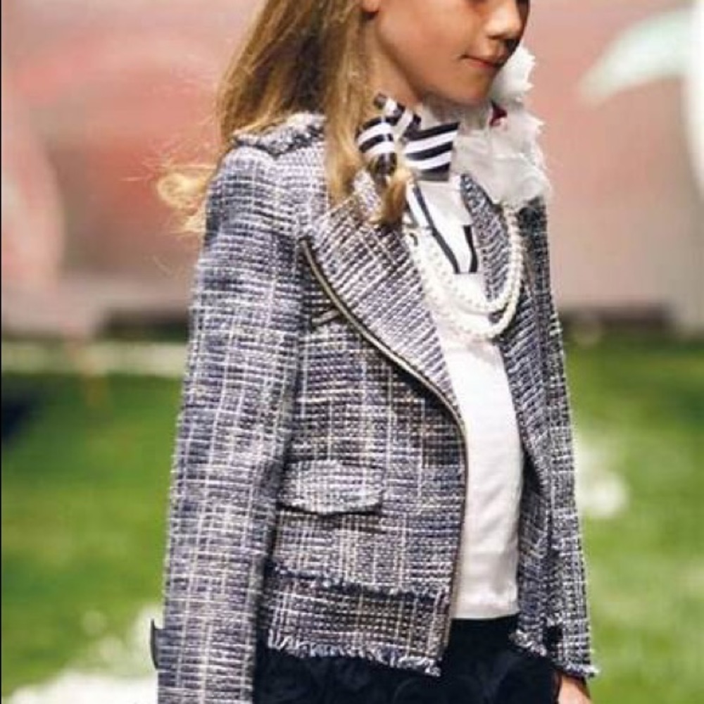 Mayoral Girls Black White Tweed Jacket